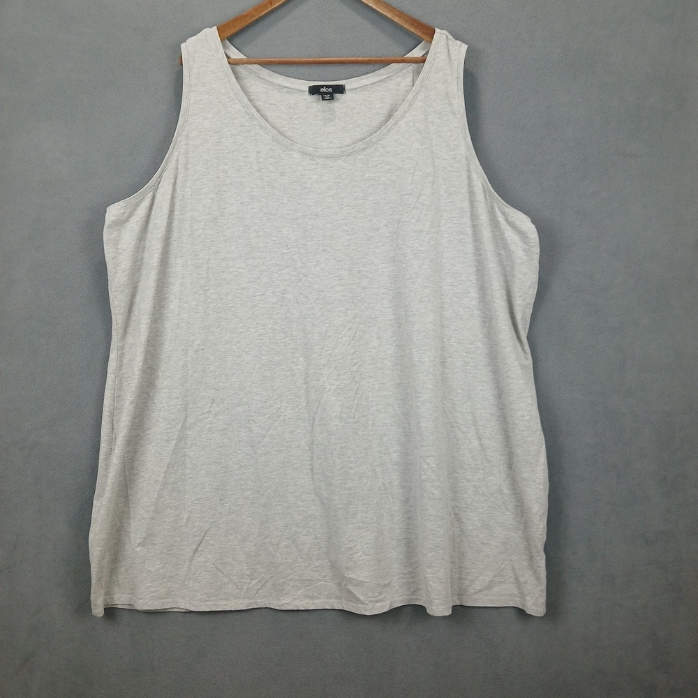 Ellos Tank Top Womens 4X‎ (34x36) Heather Gray Cotton Stretch Casual Scoop Neck